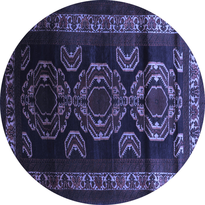 Round Machine Washable Persian Blue Traditional Rug, wshtr2508blu