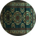 Round Persian Turquoise Traditional Rug, tr2508turq