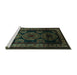 Sideview of Machine Washable Persian Turquoise Traditional Area Rugs, wshtr2508turq