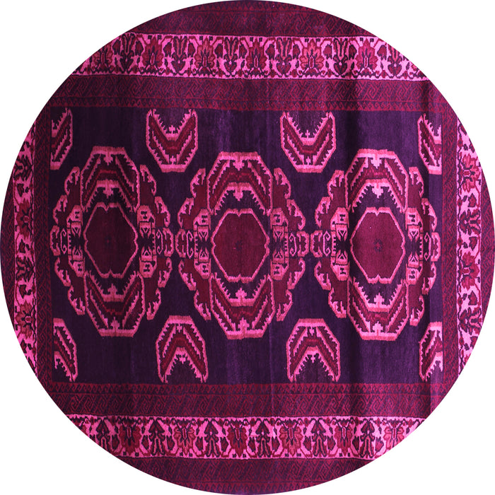 Round Machine Washable Persian Pink Traditional Rug, wshtr2508pnk