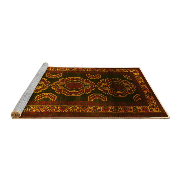 Sideview of Machine Washable Persian Yellow Traditional Rug, wshtr2508yw