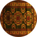 Round Persian Yellow Traditional Rug, tr2508yw