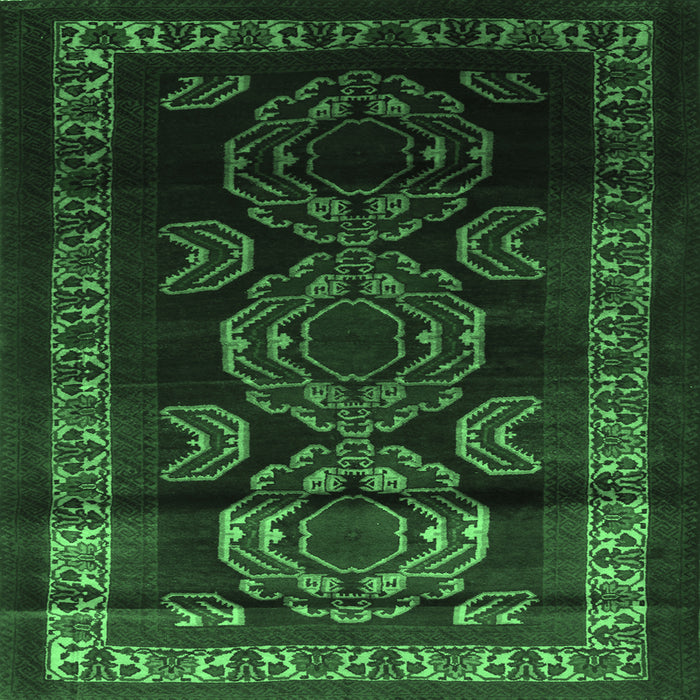 Square Persian Emerald Green Traditional Rug, tr2508emgrn