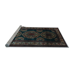Sideview of Machine Washable Persian Light Blue Traditional Rug, wshtr2508lblu