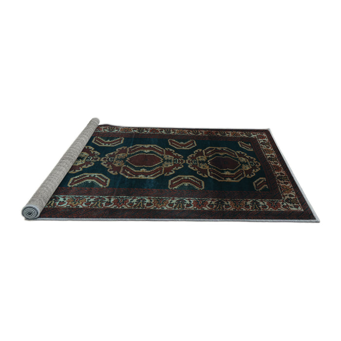 Sideview of Machine Washable Persian Light Blue Traditional Rug, wshtr2508lblu