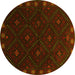 Round Southwestern Yellow Country Rug, tr2509yw