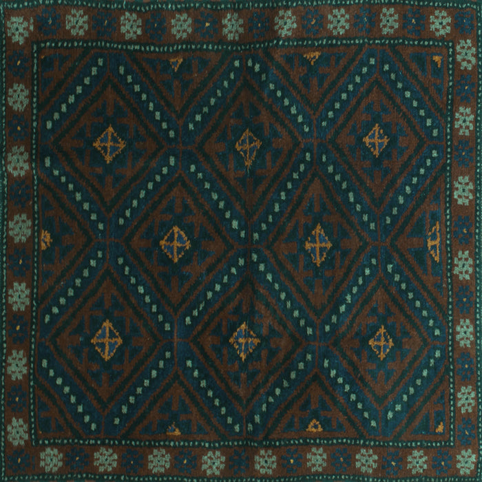 Square Machine Washable Southwestern Turquoise Country Area Rugs, wshtr2509turq