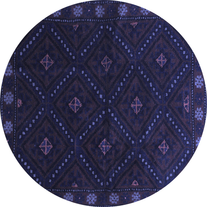 Round Machine Washable Southwestern Blue Country Rug, wshtr2509blu