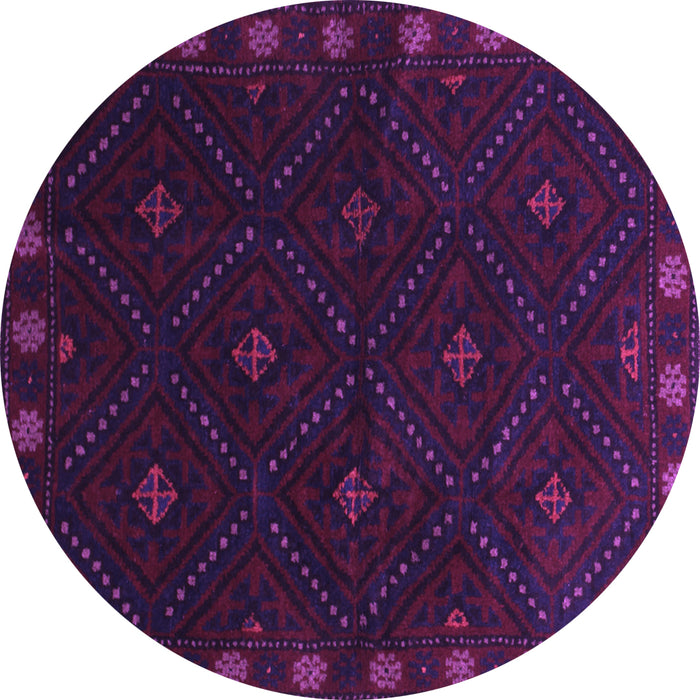 Round Machine Washable Southwestern Purple Country Area Rugs, wshtr2509pur