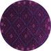 Round Machine Washable Southwestern Purple Country Area Rugs, wshtr2509pur