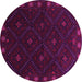 Round Southwestern Pink Country Rug, tr2509pnk