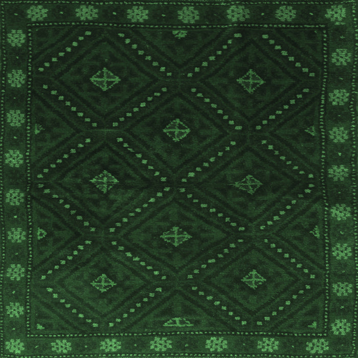 Square Machine Washable Southwestern Emerald Green Country Area Rugs, wshtr2509emgrn