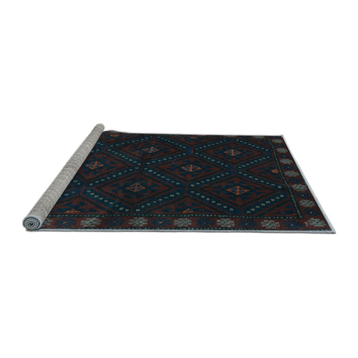 Sideview of Machine Washable Southwestern Light Blue Country Rug, wshtr2509lblu