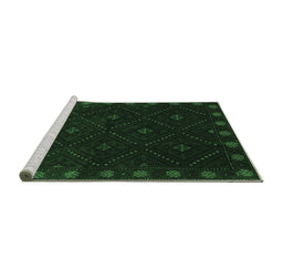 Sideview of Machine Washable Southwestern Emerald Green Country Area Rugs, wshtr2509emgrn