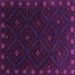 Square Machine Washable Southwestern Purple Country Area Rugs, wshtr2509pur