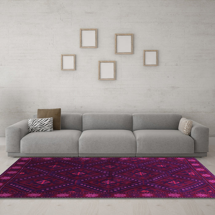 Machine Washable Southwestern Pink Country Rug in a Living Room, wshtr2509pnk