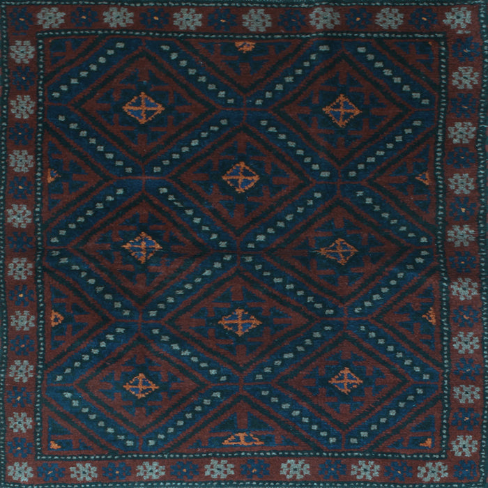 Square Machine Washable Southwestern Light Blue Country Rug, wshtr2509lblu
