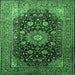Square Machine Washable Medallion Emerald Green Traditional Area Rugs, wshtr250emgrn