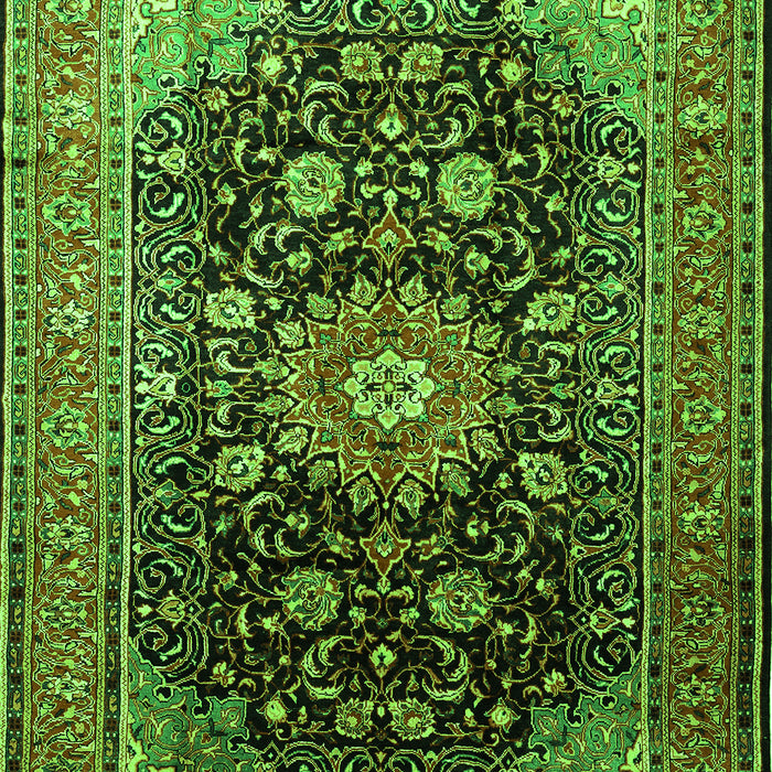 Serging Thickness of Machine Washable Medallion Green Traditional Area Rugs, wshtr250grn