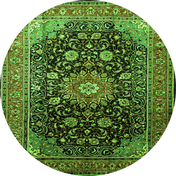 Machine Washable Medallion Green Traditional Area Rugs, wshtr250grn