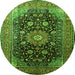 Machine Washable Medallion Green Traditional Area Rugs, wshtr250grn