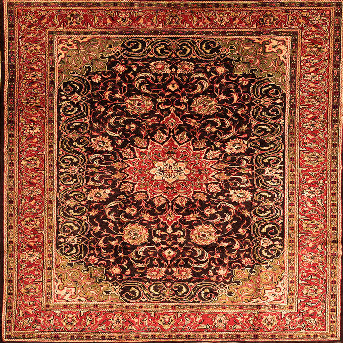 Serging Thickness of Medallion Orange Traditional Rug, tr250org