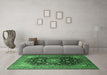 Machine Washable Medallion Emerald Green Traditional Area Rugs in a Living Room,, wshtr250emgrn