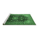 Sideview of Machine Washable Medallion Emerald Green Traditional Area Rugs, wshtr250emgrn