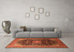 Machine Washable Medallion Orange Traditional Area Rugs in a Living Room, wshtr250org