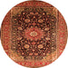 Machine Washable Medallion Orange Traditional Area Rugs, wshtr250org