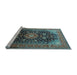 Sideview of Machine Washable Medallion Light Blue Traditional Rug, wshtr250lblu