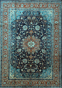 Medallion Light Blue Traditional Rug, tr250lblu