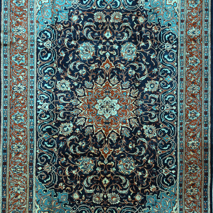 Medallion Light Blue Traditional Rug, tr250lblu