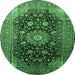 Round Medallion Emerald Green Traditional Rug, tr250emgrn