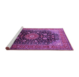 Sideview of Machine Washable Medallion Purple Traditional Area Rugs, wshtr250pur