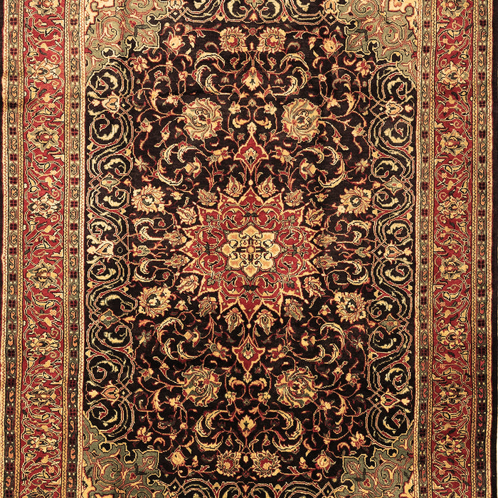 Machine Washable Medallion Brown Traditional Rug, wshtr250brn