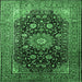 Square Medallion Emerald Green Traditional Rug, tr250emgrn