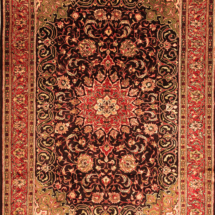 Serging Thickness of Machine Washable Medallion Orange Traditional Area Rugs, wshtr250org