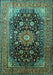 Machine Washable Medallion Turquoise Traditional Area Rugs, wshtr250turq