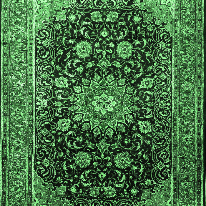 Machine Washable Medallion Emerald Green Traditional Area Rugs, wshtr250emgrn