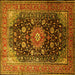 Square Medallion Yellow Traditional Rug, tr250yw