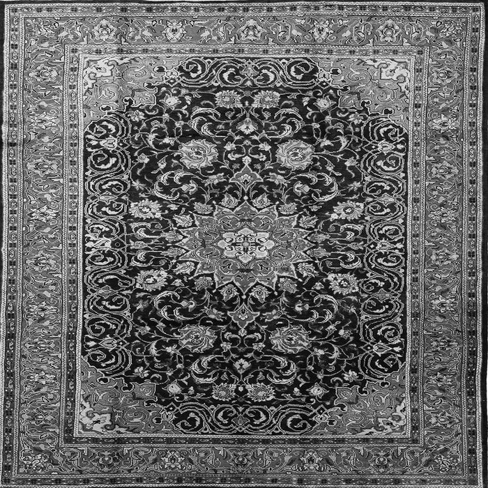 Round Machine Washable Medallion Gray Traditional Rug, wshtr250gry