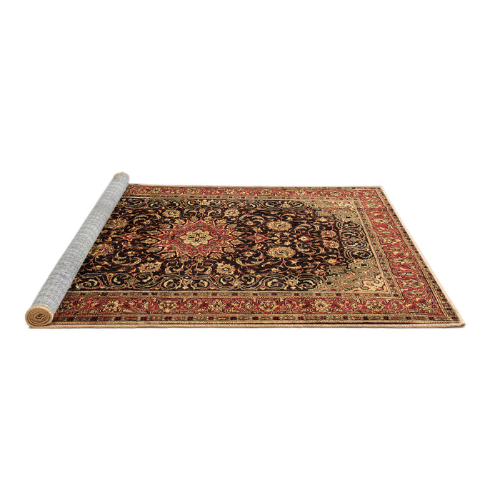 Sideview of Machine Washable Medallion Brown Traditional Rug, wshtr250brn