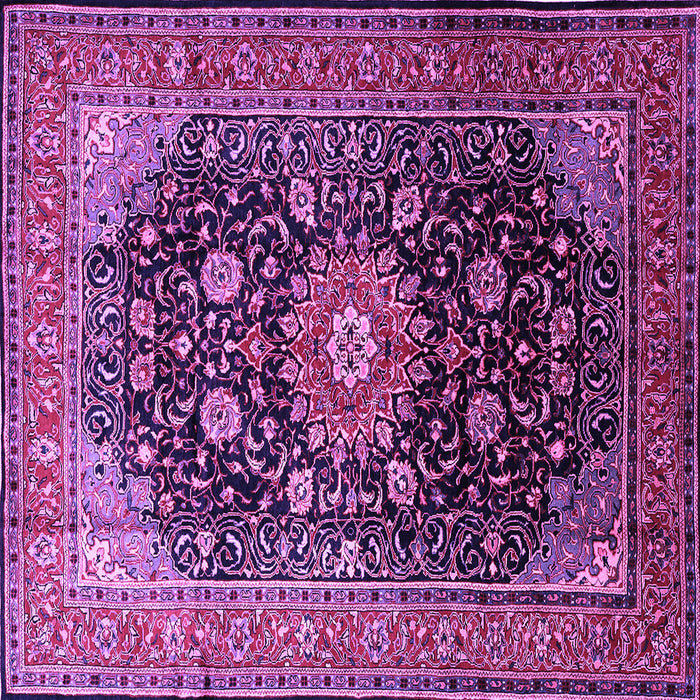 Square Machine Washable Medallion Purple Traditional Area Rugs, wshtr250pur
