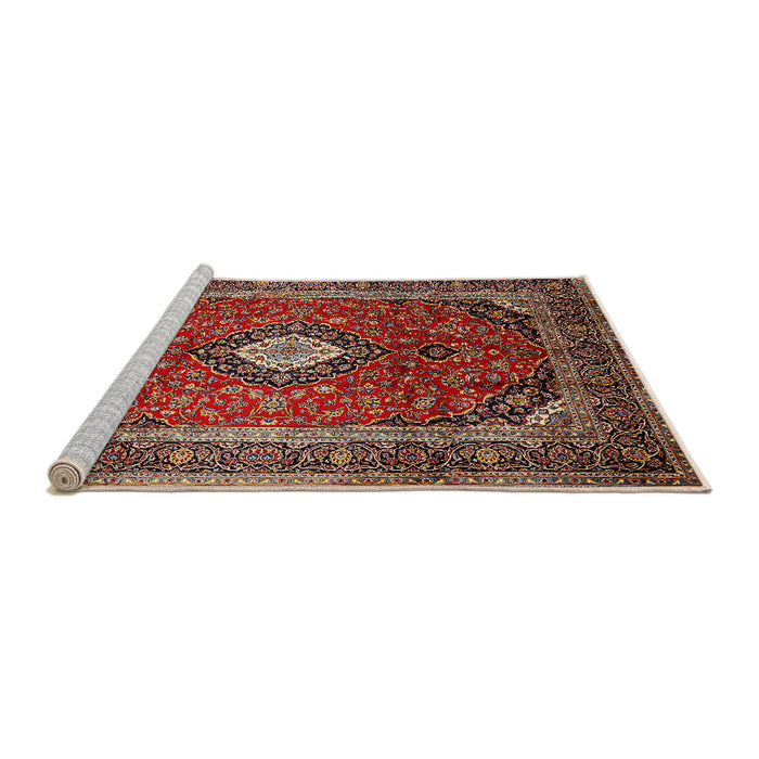 Sideview of Machine Washable Traditional Saffron Red Rug, wshtr251
