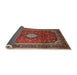 Sideview of Traditional Saffron Red Medallion Rug, tr251