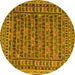 Round Persian Yellow Traditional Rug, tr2510yw