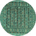 Round Persian Turquoise Traditional Rug, tr2510turq