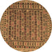 Round Machine Washable Persian Brown Traditional Rug, wshtr2510brn