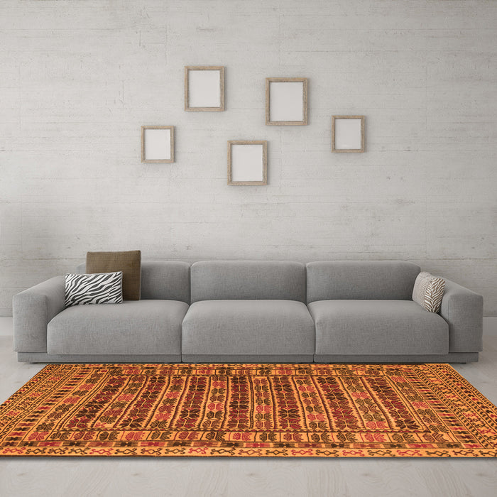 Machine Washable Persian Orange Traditional Area Rugs in a Living Room, wshtr2510org